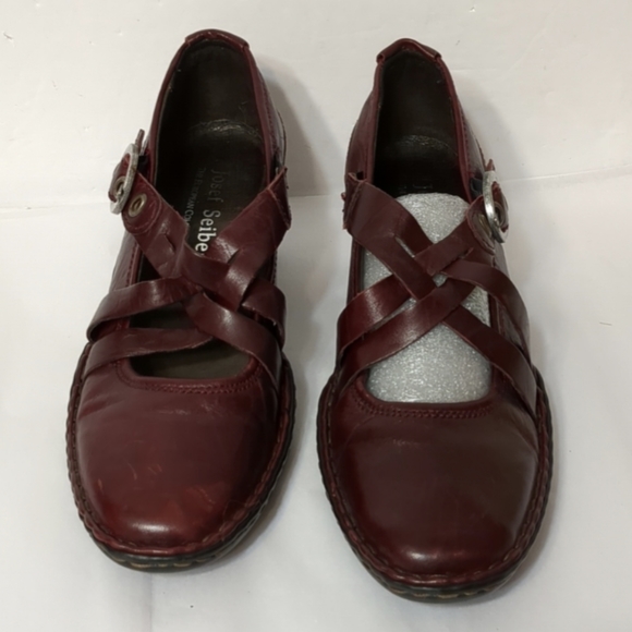 Josef Seibel Heeled Shoes Size 37 Burgundy Red Gorgeous Leather Made in Bulgaria - Picture 2 of 8
